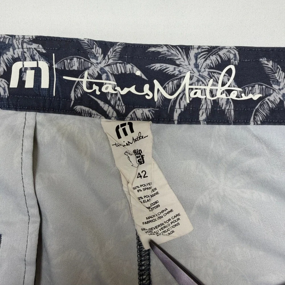 TravisMathew Men's Hybrid Board Shorts 42 Palm Tree‎ Swim Trunks Stretch Beach